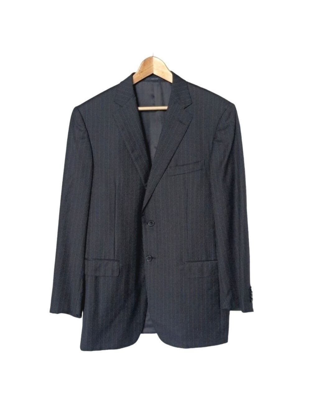 Ermenegildo Zegna for Neiman Marcus Striped Mens Sport Coat Jacket, Navy, 52R